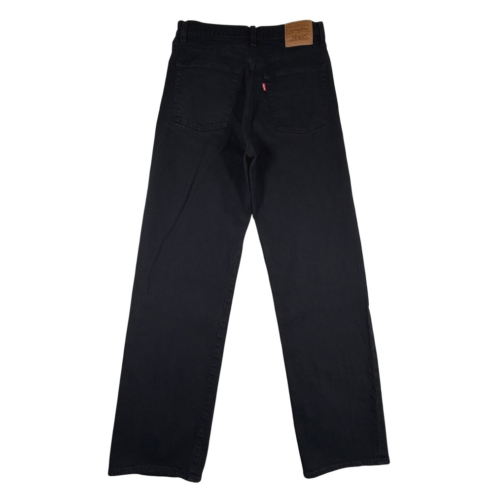 Levis Premium Ribcage Straight Ankle Jeans Black High Rise Button Fly 29 Womens
